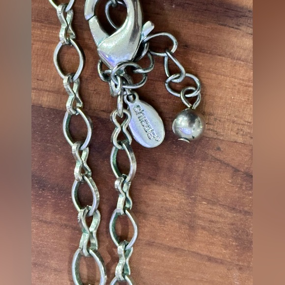 Chicos, silver tone black-and-white enamel long necklace. - Picture 3 of 4